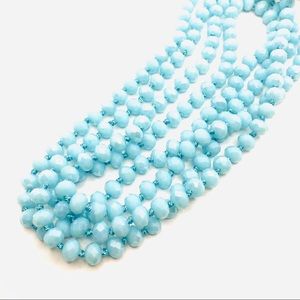 60" Endless Faceted Crystal Bead Necklace Blue